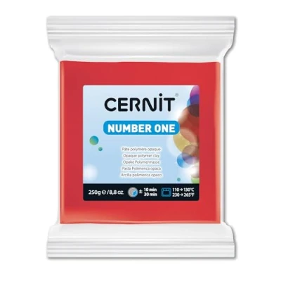 Abbildung von Cernit CE0900250400C Block Modelliermasse (Polymer) NUMBER ONE, ofenhärtend, sofort gebrauchsfähig, 250g, ideal für DIY, Schmuck &amp; Figuren, Einsteiger und Hobbykünstler, Rot, 1 Stück