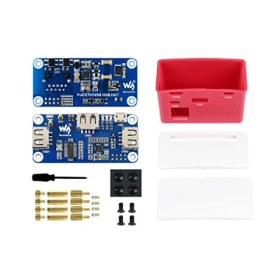 Abbildung von IBest PoE Ethernet/USB HUB HAT with Box for Raspberry Pi Zero/Zero W/Zero WH,Power Over Ethernet USB Case, 1x RJ45 Port,3X 2.0 Ports,802.3af Compliant