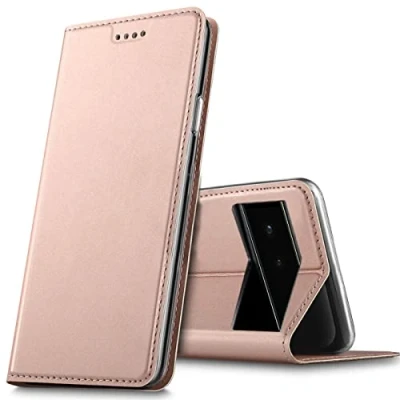 Abbildung von Verco Handyhülle für Google Pixel 6 Pro, Premium Handy Flip Cover Pro Hülle [integr. Magnet] Book Case PU Leder Tasche, Rosegold