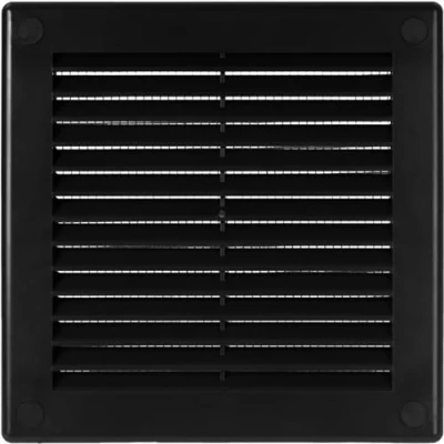 Abbildung von Vent Systems 150x150 mm Schwarze Lüftungsabdeckung flache, quadratische Lüftungsschlitze Integrierter Insektenschutz HVAC Lüftungsöffnungen für Badezimmer, Heimbüro