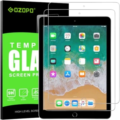 Abbildung von GOZOPO [2 Stück] Schutzfolie für iPad 9.7 (iPad 6./5. Generation Modell 2018/2017) / Air 1, 2, Pro Zoll, Kratzfest Gehärtetem Glas Folie Displayschutzfolie