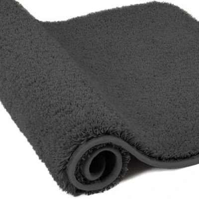 Abbildung von wyewye Mikrofaser Badematte, Fußmatte, 2 cm, super dicker Badteppich, saugfähig, Badezimmerteppich, 60 x 120 Dunkelgrau