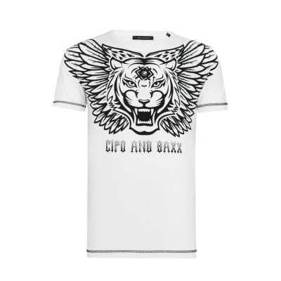 Abbildung von Cipo &amp; Baxx Tshirt print, Herren, Größe: Large, White