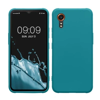 Abbildung von kwmobile Hülle kompatibel mit Samsung Galaxy Xcover7 weiches TPU Silikon Case Cover geeignet für kabelloses Laden Petrol matt