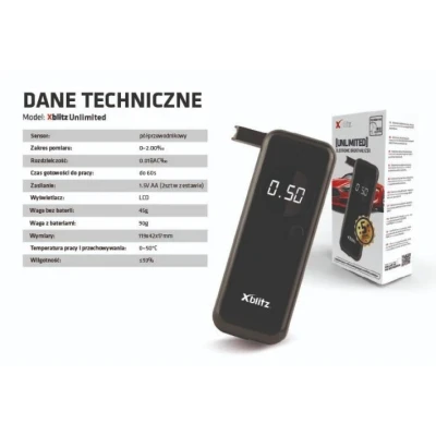 Abbildung von Xblitz® Unlimited elektronischer Atemalkoholtester mit Zubehörsatz Semi Transmissionssensor