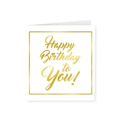 Abbildung von PD Party 7028021 Geburtstag Feiern Papier Grüßen Karte Happy Birthday to you, Gold/Weiß, 15cm Länge x Breite 0.5cm Höhe