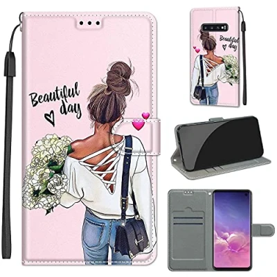 Abbildung von TOMYOU Hülle für Samsung Galaxy S10, Stoßfestes Flip Holster, Premium Leder PU Handyhülle, Case Wallet mit [Magnetic Closure] S10