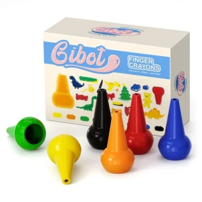 Abbildung von Gibot Kleinkinder Wachsmalstifte Handflächengriff Wachsmalkreide, 6 Farben Zeichenstift Wachsmalstifte, Kinder Stapelbares Spielzeug für und Kleinkinder, Sicher Montessori