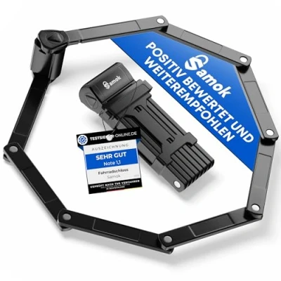 Abbildung von Samok® Fahrradschloss Faltschloss 120cm lang inkl. Halterung Fahrrad Stahl Schloss faltbar mit Schlüssel HOHE SICHERHEIT LEVEL 10 Radschloss Diebstahlsicher E Bike, Rennrad &amp; MTB Bike Lock