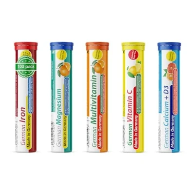Abbildung von Brausetabletten Sortimentmix T&amp;D Pharma 5x20 = 100 German Vitamine und Mineralien in fruchtigen Geschmäckern Made Germany
