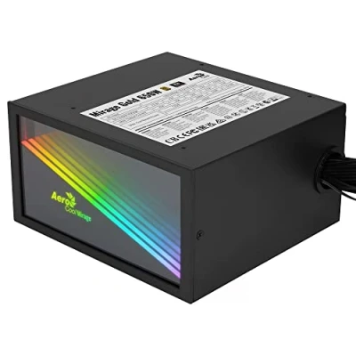 Abbildung von AeroCool MIRAGEGOLD650, PC Netzteil 650W, RGB Infinity Mirror, 80Plus Gold, Japanische Kondensatoren, Schwarz