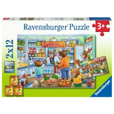 Abbildung von Ravensburger Kinderpuzzle 05076 Komm, wir gehen einkaufen Puzzle für Kinder ab 3 Jahren, mit 2x12 Teilen