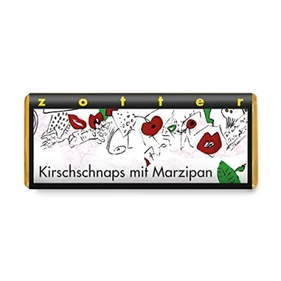 Abbildung von Zotter Bitterschokolade mit Kirschschnaps &amp; Marzipan, handgeschöpft (70 g) Bio