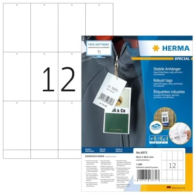 Abbildung von HERMA PC Hängeetiketten 52,5x93,5mm Special A4 LaserCopyInkjet 1200 St