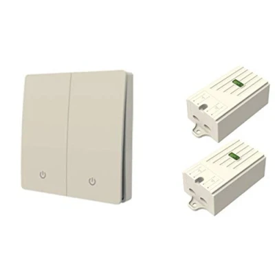 Abbildung von edi tronic Kinetic System Funk Wandschalter Schalter 2 Fach + 2X Empfänger batterielos