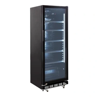 Abbildung von GastroHero Getränkekühlschrank GKS 360 I L mit Glastür &amp; LED Flaschenkühlschrank abschließbar Bierkühlschrank 0 bis +8 C