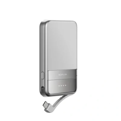 Abbildung von EF ECOFLOW Magnetische Powerbank 5000 mAh Silber, kabelloses tragbares Ladegerät, 30 W Schnellladender Batteriepack mit USB C Kabel, kompatibel für iPhone 16/15/14/13/12 Serie