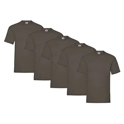 Abbildung von Fruit of the Loom 5er Pack T Shirts, 5X Schoko + 1 HL Kauf Notizblock, Größe 3XL