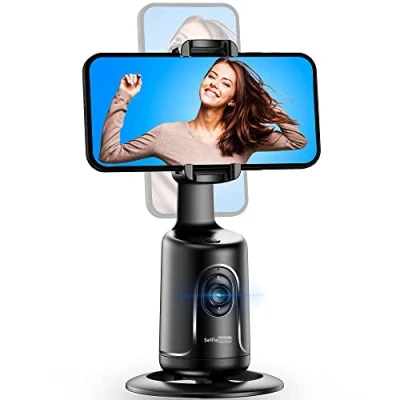 Abbildung von Auto Face Tracking Stativ, 360 Rotation Smart Telefonhalter, Keine App nötig, Gesicht Körper Selfie Stick Gimbal Stabilisator für Videoaufnahme, Live Streaming, Vlog (Schwarz)
