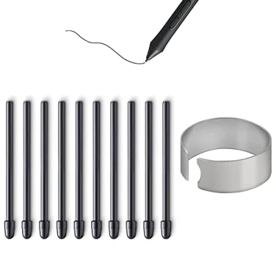 Abbildung von 10 Stück Ersatzspitzen für Wacom Pro Pen 2/Slim/3D&amp;Classic Pen, Mobile Studio Pro(DTHW1320/1620),Cintiq Pro(DTH1320/1620/2421/3221&amp;DTK2421),Cintiq 16(DTK1660/1661),Intuos Pro(PTH460/660/860), Schwarz