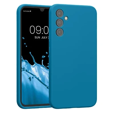 Abbildung von kwmobile Handyhülle kompatibel mit Samsung Galaxy A34 5G Hülle gummierte Handy Case aus Silikon in Karibikblau