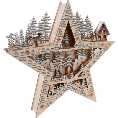 Abbildung von Myflair Möbel &amp; Accessoires Dekostern, (1 St.), Stern mit LED Beleuchtung, aus Holz, Höhe ca. 42 cm, Weihnachtsdeko