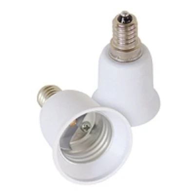 Abbildung von 2 Stück Lampensockel Adapter Konverter Sockeladapter für Fassung E14 E27 GU10 B22 LED Halogen und Energiesparlampen (2 x auf E27)