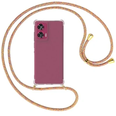 Abbildung von mtb more energy® Handykette kompatibel mit Motorola Edge 50 Fusion 5G (6.7&#039;&#039;) Rainbow/Metallteile: Gold Smartphone Hülle zum Umhängen TPU Case