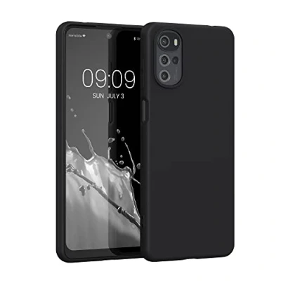 Abbildung von kwmobile Hülle kompatibel mit Motorola Moto G22 weiches TPU Silikon Case Cover geeignet für kabelloses Laden Schwarz matt