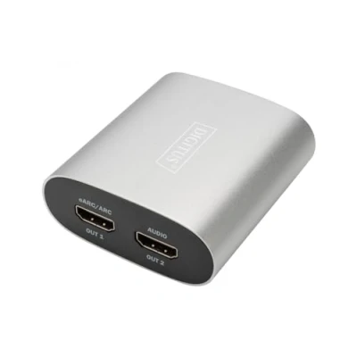 Abbildung von Digitus HDMI eARC Konverter/Extraktor, 0,5 m Micro USB Kabel, Aluminumgehäuse, Grau