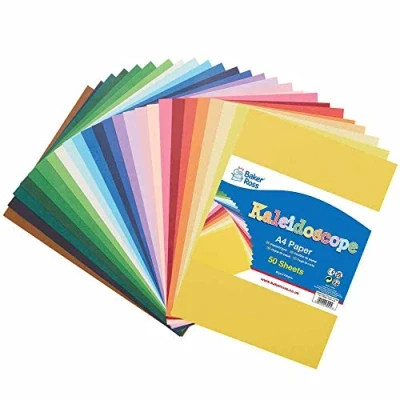 Abbildung von Baker Ross FC968 Großpackung Buntes A4 Bastelpapier 50 Blatt, DIN Papier zum Basteln für Kinder