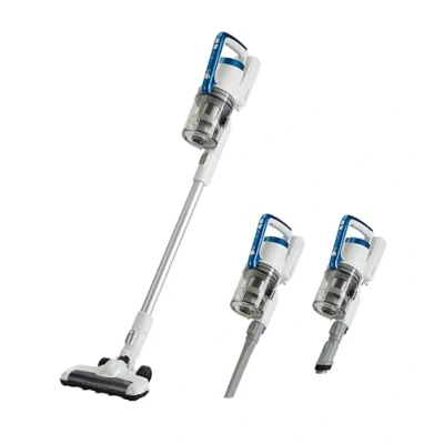 Abbildung von Amazon Basics Akku Staubsauger, 2 in 1 Gerät, mit BLDC Motor, 350 W, 0,7 l, Weiß und Blau
