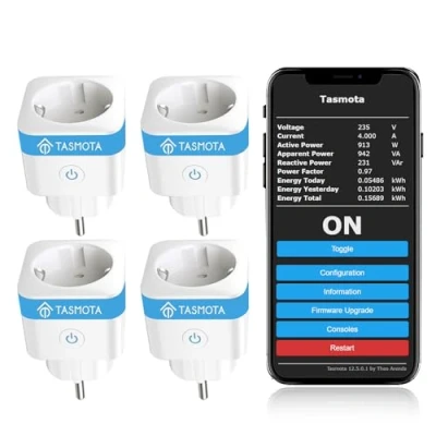 Abbildung von Tasmota Steckdose mit Stromzähler, EIGHTREE Alexa WLAN Smart Steckdose, Home, ESP8685 Home Assistant, MQTT, Domoticz, OpenHAB, ioBroker, 16A, nur 2,4GHz WLAN, 4pcs