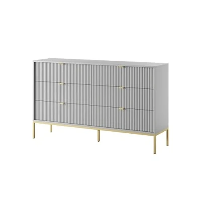 Abbildung von 3E 3xE living.com Kommode: sechs Schubladen, Farbe Grau, Füße goldfarben