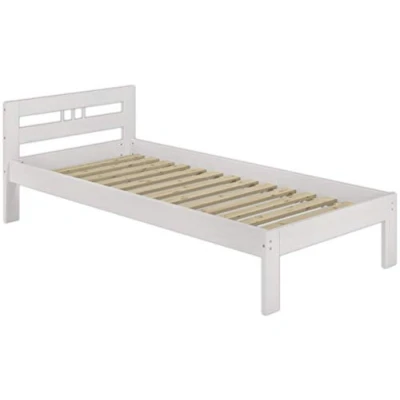 Abbildung von Erst Holz® Massivholzbett Kiefer weiß Einzelbett 100x200 Jugendbett Futonbett Rollrost Gästebett 60.64 10 W