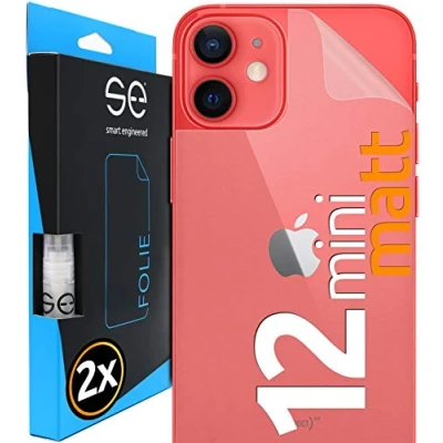 Abbildung von smart engineered [2 Stück] Entspiegelte 3D Schutzfolien für die Rückseite kompatibel mit Apple iPhone 12 Mini, matt, selbstheilender Schutz vor Schmutz und Kratzern, Backcover, kein Schutzglas