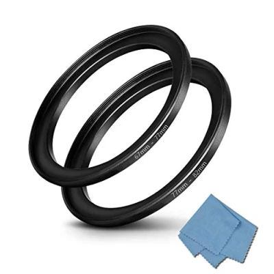 Abbildung von Komet Step Up Ring für Kamera Objektiv Filter, 67 mm bis 77 und 82 mm, 2 Stück
