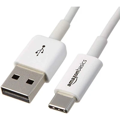 Abbildung von Amazon Basics Schnellladekabel, USB C auf A 2.0, 480 MBit/s, IF zertifiziert, für Apple iPhone 15, iPad, Samsung Galaxy, Tablets, Laptops, 1.8 m, weiß