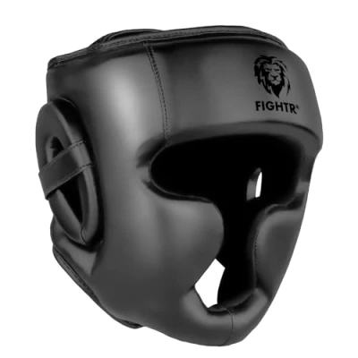 Abbildung von FIGHTR® Kopfschutz mit bestem Sitz für maximalen Schutz Boxhelm Sparring Verstellbare Größe Boxen, MMA, Muay Thai, Kickboxen &amp; Kampfsport (All Black, L/XL)