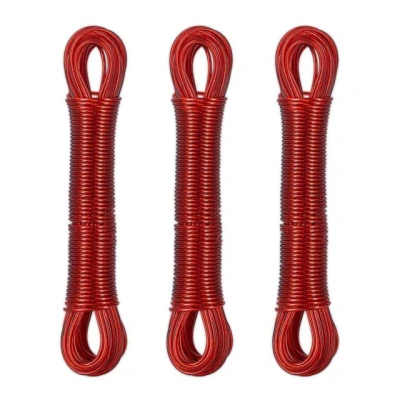 Abbildung von relaxdays Wand Wäscheleine mit Stahldraht 3 x 20m, Rot