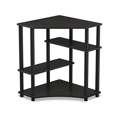 Abbildung von Furinno Turn N Tube Platzsparender Eckschreibtisch mit Regalen, Espresso / Schwarz, 57.2 (Breite) x 72.4 (Höhe) 56 (Tiefe) cm