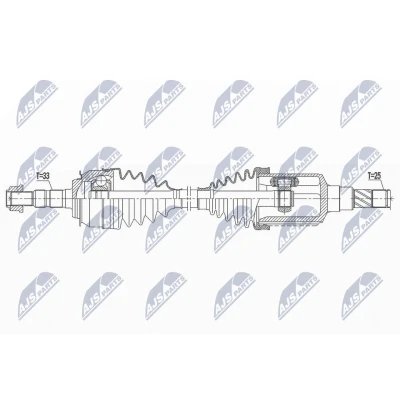 Abbildung von NTY NPW DW 031 Antriebswelle Vorderachse links 597 86 CHEVROLET: Cruze Limousine, Kombi