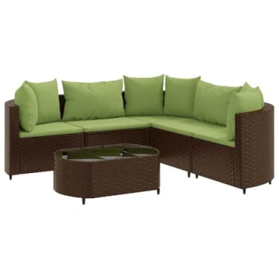 Abbildung von vidaXL Garten Sofa Garnitur 6 TLG., Gartenmöbel Set mit Kissen Stauraum, Sitzgruppe für Terrasse, Modular Gartensofa Lounge, Tisch Glasplatte, Braun Poly Rattan