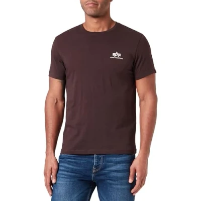 Abbildung von Alpha Industries Small LOGO Tshirt print, Herren, Größe: Small, Hunter brown