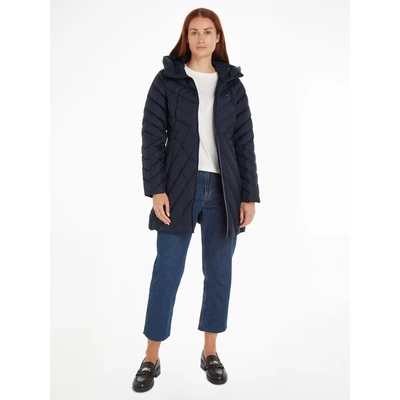Abbildung von Tommy Hilfiger Steppjacke &quot;CHEVRON MW PADDED JACKET&quot;, mit Kapuze, mittelstarker Wattierung und Markenlabel