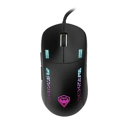 Abbildung von Noua Loop Gaming Maus RGB mit USB Kabel, optischer Sensor Pixart 3335 bis 32000 DPI, 9 programmierbare Tasten, Software im Lieferumfang enthalten, leichte Maus, Schwarz