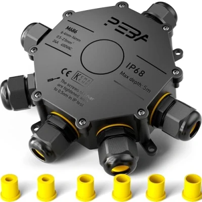 Abbildung von PEBA Abzweigdose IP68 Verteilerdose Wasserdichte Kabelverbinder Klemmdose für Aussen 6 Wege 4mm 14mm Kabeldurchmesser
