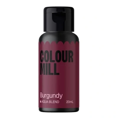 Abbildung von Colour Mill Aqua Blend Burgundy Lebensmittelfarbe auf Wasserbasis Lebensmittel Farbe Sehr Intensiv, Hoch Konzentriert, Vegan 20 ml