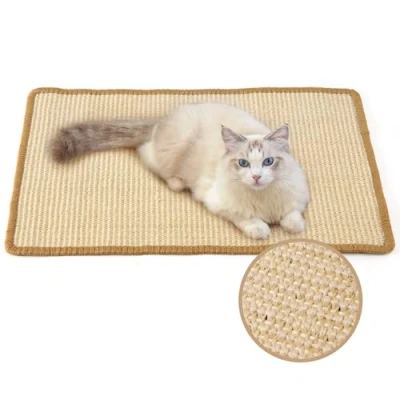 Abbildung von FUKUMARU Kratzmatte Katze, natürliche Katzenkratzbretter Sisal Kratzteppich 60 x 40 cm, widerstandsfähig Katzenmöbel Fußmatte Sisalmatte Kratzpads für Katzen, Beige