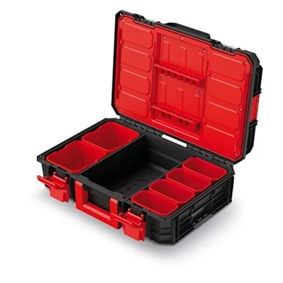 Abbildung von Kistenberg Werkzeugkiste Werkzeugkoffer Werkzeugkasten Werkstattkiste Werkzeugbox (Metallscharniere, inklusive Einsatz Boxen, Ladefähigkeit 50 kg, x Block PRO, Abmessungen: 546 380 194 mm)